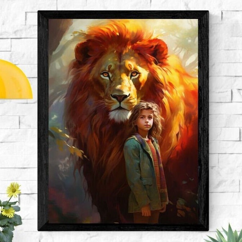 Narnia Aslan Printable Art, C.S Lewis Lion Digital Print Art Original
