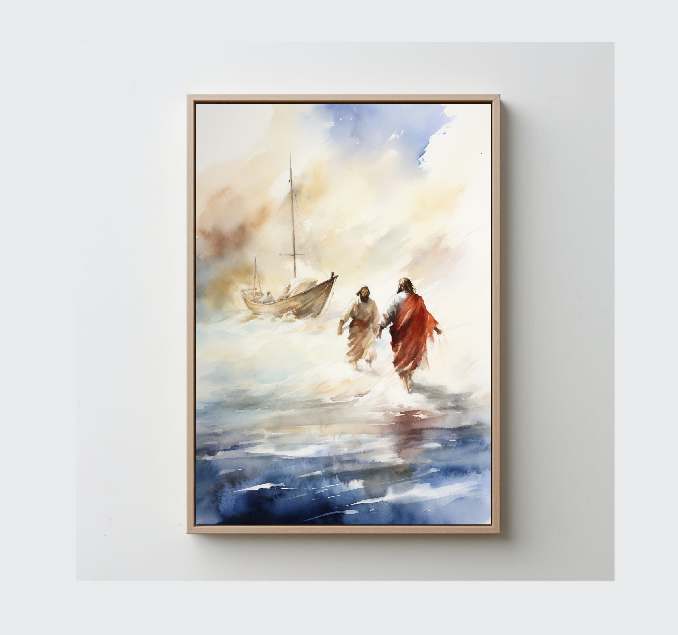 Peter and Jesus Walking on the Water, Digital Print Art. INSTANT ...