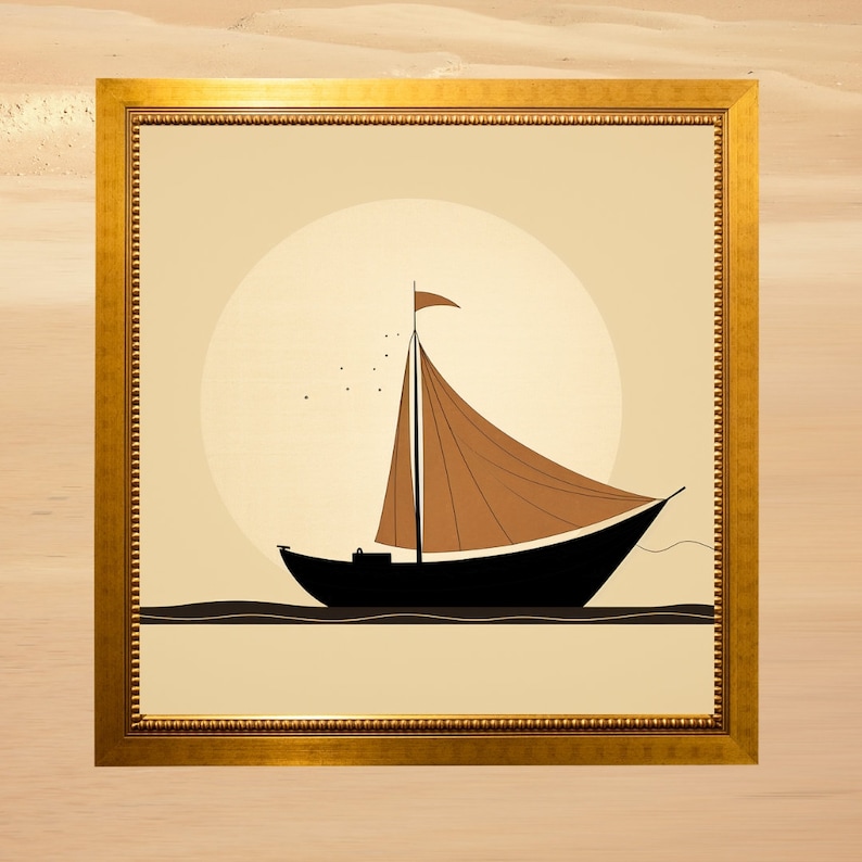 5 Pack. Original Vintage Sailboat Designs. Digital Nautical Wall Art ...