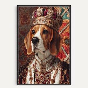 Beagle Dog Portrait Wall Art Digital Dog Design Custom Pet Portrait Loyal Dog Lover Gift Beagle Home Décor Royalty Dog Print Art Cute Dog