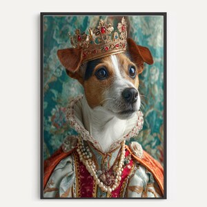 Dog Portrait Wall Art Digital Dog Design Custom Pet Portrait Loyal Dog Lover Gift Home Décor Royalty Jack Russell Dog Print Wall Art Design