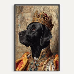 Labrador Dog Portrait Wall Art Digital Dog Design Custom Pet Portrait Loyal Dog Lover Gift Lab Home Décor Royalty Dog Print Art Queen Lab
