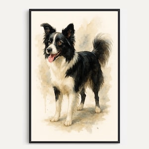 Border Collie Klassisch Aquarell Druck | Digitaler Download | Border Collie Wandkunst | Hunde Portrait Dekor | SOFORTIGER DOWNLOAD | Hund Liebhaber Geschenk