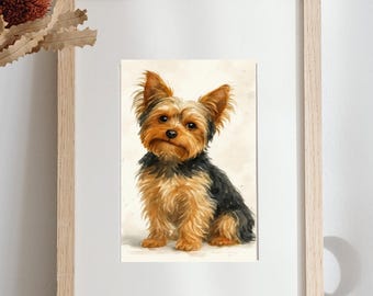 ヨークシャー・テリアの水彩画プリント – ヨークシャー・テリアの子犬