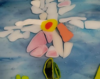 Flower Fused Glass with Stunning Colors in a Rectangle Shape