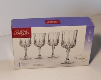 Cristal D'Arques Stemmed Glasses, Set of Four in the Original Box, Each  Holds Two Ounces