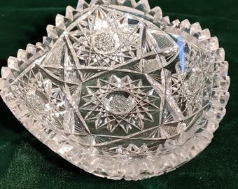 ABP Crystal Cut Sawtooth Candy or Nut Bowl in Stunning Condition