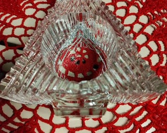 Christmas! Avon Christmas Tree Shaped Votive Holder Indiana Glass