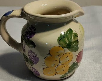 Pottery Creamer Mesa International Warner New Hampshire with Colorful Fruit & Flowers