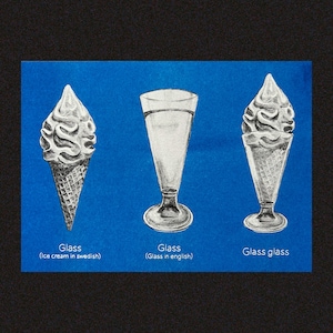 Cartão postal de sorvete em vidro verão riso estampado azul deco