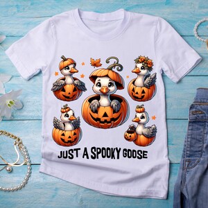 Just a Spooky Goose PNG,Cute Halloween Goose PNG,Fall Pumpkin Goose,Funny Halloween Shirt Sublimation Design