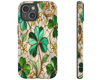 Floral Shamrock Handy Hülle: Glasmalerei Klee Design