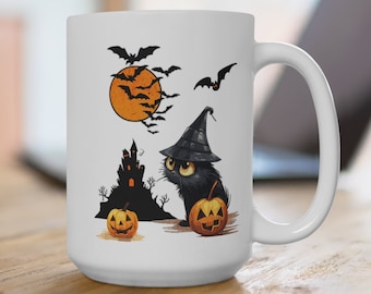 Halloween Black Cat Mug 15oz