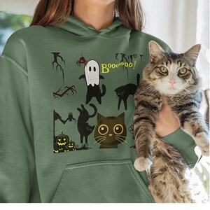 Spooky Season Retro Halloween Katze Geister Hoodie