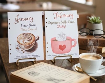 Coffee Lover Monthly Planner Dividers | Cozy Café Dashboard Set (A5, A6, Happy Planner)