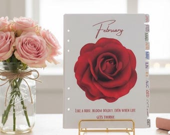 Divisori per agenda a tema rose / Inserti per calendario accademico / Happy Planner A5 A6
