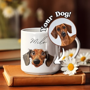 Personalisierte Haustier-Tasse mit Haustier-Foto + Name - Benutzerdefinierter Cartoon-lustiger Hund-Becher Hunde-Kaffeebecher-Persönliches Geschenk - Lustiges benutzerdefiniertes Haustier-Porträt-Becher-Geschenk