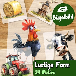 Lustige Farm zum Aufbügeln, Kinder Tshirt Cartoon Bauernhof
