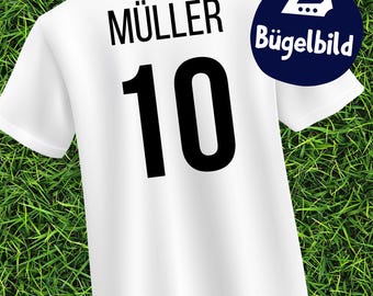 Trikot Name und Zahl, Personalisierte Bügelbilder, Sport Nummer zum Aufbügeln,  Individuell Kinder Tshirt