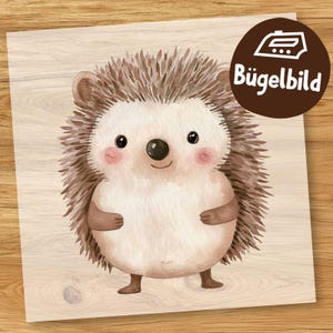 Süßer Igel Bügelbild, Cartoon Glücklicher Babyigel Aquarell zum Aufbügeln, Waldtier Kinder Shirt Niedliche Waldtierchen Schultüte Bügelmotiv