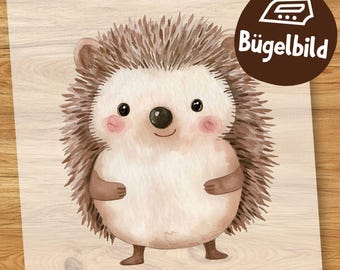 Süßer Igel Bügelbild, Cartoon Glücklicher Babyigel Aquarell zum Aufbügeln, Waldtier Kinder Shirt Niedliche Waldtierchen Schultüte Bügelmotiv