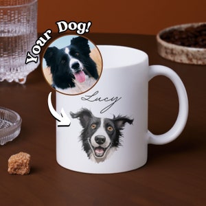 Personalisierte Haustier-Tasse mit Haustierfoto + Name Benutzerdefinierte Cartoon lustige Hundetasse Hundekaffeetasse personalisiert - Lustige individuelle Karikatur-Haustier-Porträt-Tasse