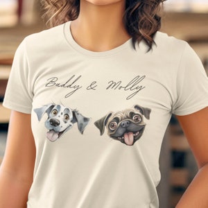 Benutzerdefiniertes Haustier-Shirt Haustierfoto + Name Benutzerdefinierte lustiges Karikatur-Hundehemd personalisiertes Hemd, Porträt-Comic-Welpen-Shirt für Menschen kundenspezifisches Hundehemd