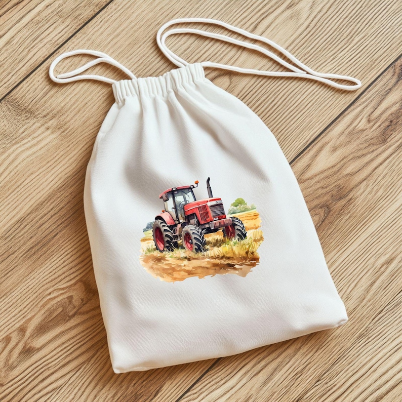 Traktor Bügelbilder, Bauernhof Wasserfarbe Trecker zum Aufbügeln, Coole Fahrzeuge Kinder Geburtstag Transferfolie, Traktor Tshirt Druck image 8