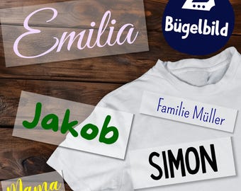 Dein Name Bügelbild, Personalisierte Sprüche Bügelbilder, Schriftzug zum Aufbügeln, Individueller Text Kinder Tshirt Süß Bügelmotiv
