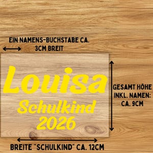 Schulkind 2026 mit Name Bügelbild, Einschulung Individuelle Bügelbilder, Schriftzug zum Aufbügeln, Farbwahl Kinder Schultüte Süß Bügelmotiv image 3