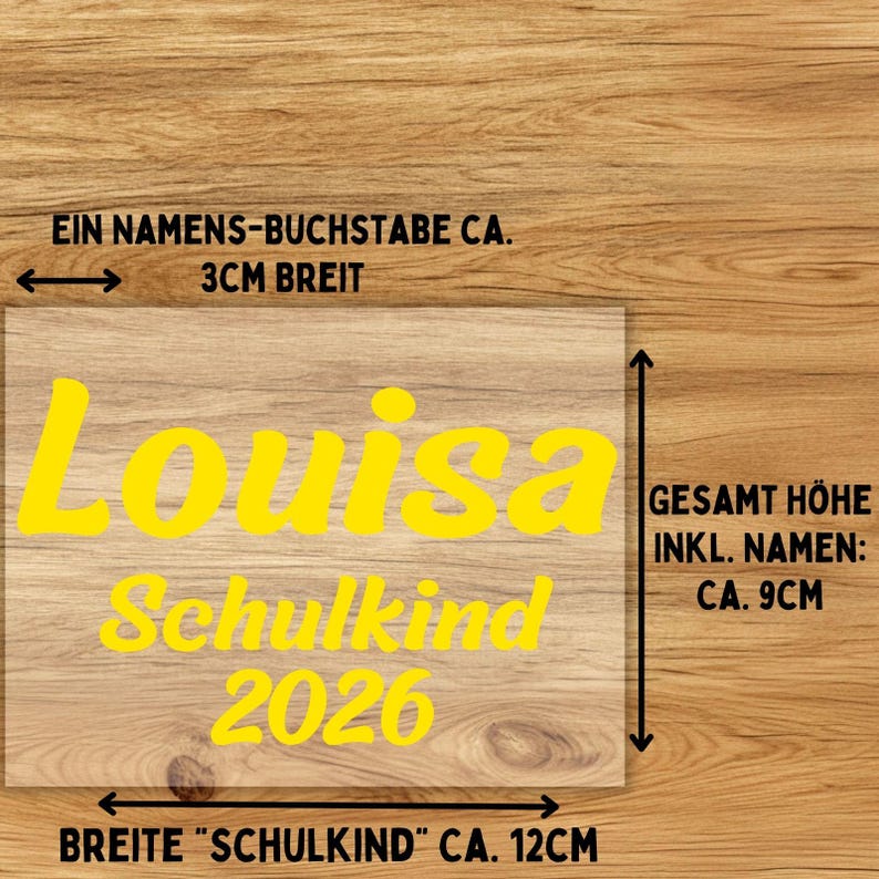 Schulkind 2026 mit Name Bügelbild, Einschulung Individuelle Bügelbilder, Schriftzug zum Aufbügeln, Farbwahl Kinder Schultüte Süß Bügelmotiv image 3