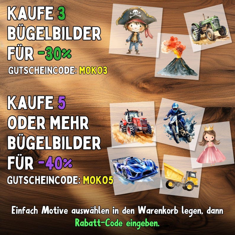 Traktor Bügelbilder, Bauernhof Wasserfarbe Trecker zum Aufbügeln, Coole Fahrzeuge Kinder Geburtstag Transferfolie, Traktor Tshirt Druck image 4