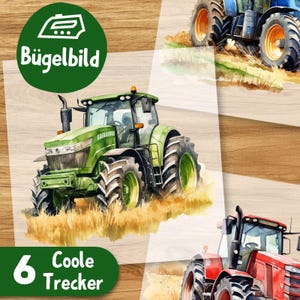 Traktor Bügelbilder, Bauernhof Wasserfarbe Trecker zum Aufbügeln, Coole Fahrzeuge Kinder Geburtstag Transferfolie, Traktor Tshirt Druck