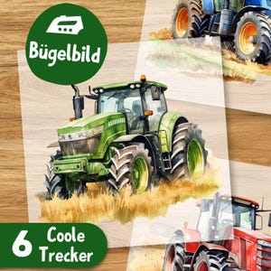 Traktor Bügelbilder, Bauernhof Wasserfarbe Trecker zum Aufbügeln, Coole Fahrzeuge Kinder Geburtstag Transferfolie, Traktor Tshirt Druck