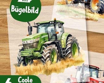 Traktor Bügelbilder, Bauernhof Wasserfarbe Trecker zum Aufbügeln, Coole Fahrzeuge Kinder Geburtstag Transferfolie, Traktor Tshirt Druck