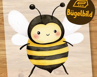 Süße Biene Bügelbild, Wasserfarbe Bienchen zum Aufbügeln, Baby Honig Biene Tshirt, Sommer Schultüte Bügelmotiv Bee Happy, Bauernhof Tier