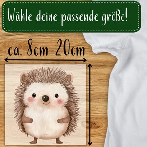 Süßer Igel Bügelbild, Cartoon Glücklicher Babyigel Aquarell zum Aufbügeln, Waldtier Kinder Shirt Niedliche Waldtierchen Schultüte Bügelmotiv image 4