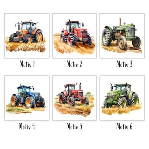 Traktor Bügelbilder, Bauernhof Wasserfarbe Trecker zum Aufbügeln, Coole Fahrzeuge Kinder Geburtstag Transferfolie, Traktor Tshirt Druck image 3