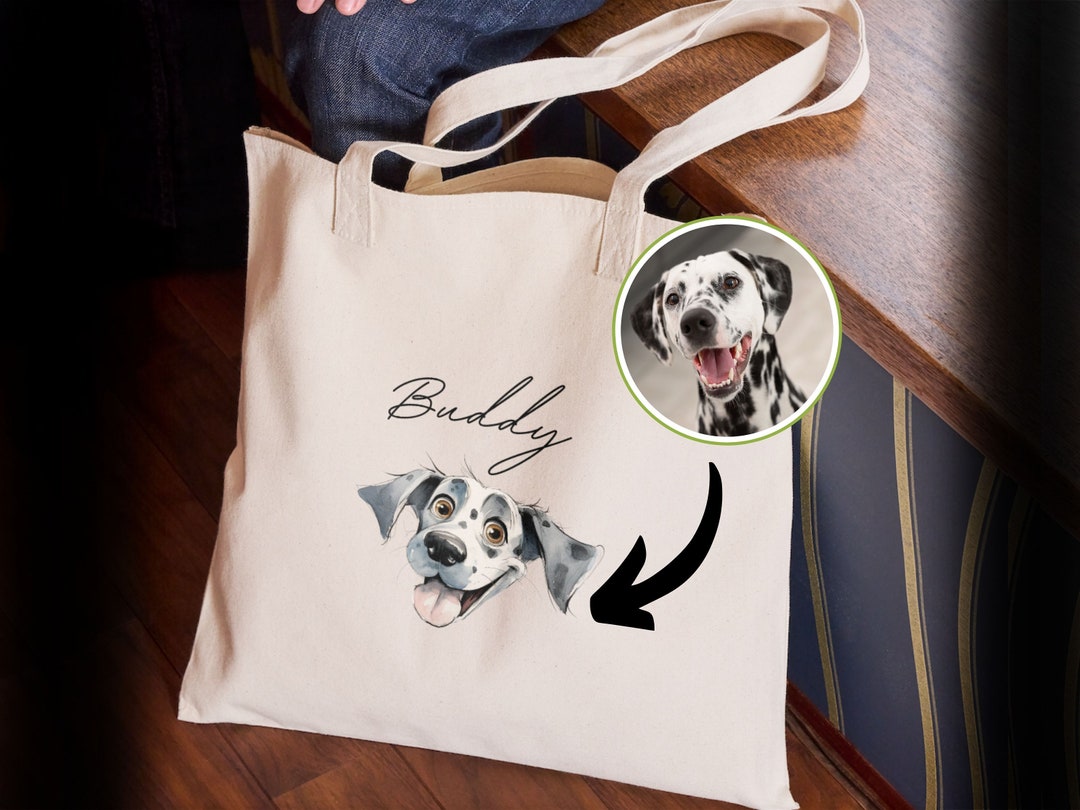 Custom Pet Bag Using Pet Photo Name Custom Cartoon Cat Tote Bag, Funny