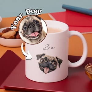 Personalisierte Haustier-Tasse mit Haustier-Foto + Name - Benutzerdefinierter Cartoon-lustiger Hund-Becher Hunde-Kaffeebecher-Persönliches Geschenk - Lustiges benutzerdefiniertes Haustier-Porträt-Becher-Geschenk