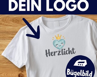 Dein Logo Bügelbild, Firmenname, Arbeitskleidung Bild zum Aufbügeln, Tshirt Bügelmotiv, Dein Text Personalisiert