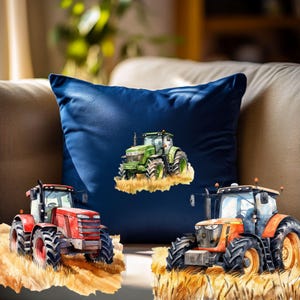 Traktor Bügelbilder, Bauernhof Wasserfarbe Trecker zum Aufbügeln, Coole Fahrzeuge Kinder Geburtstag Transferfolie, Traktor Tshirt Druck image 7