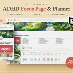 ADHD Notion Template Planner & Focus Page with Timer | To Do List | Animated Aesthetic for Productivity | Organization Hacks Neurodivergents