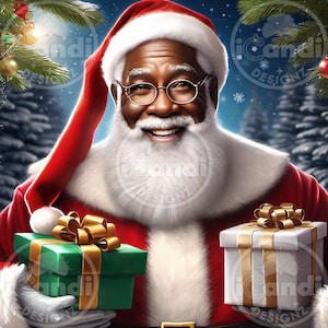 African American Santa Art: Black Christmas HQ Digital Image