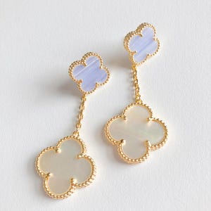 Quatrefoil Motif Double-drop Earrings