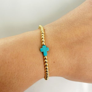 Howlite Turquoise Cross Beaded Bracelet