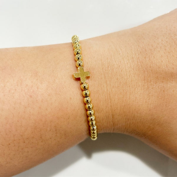 Gold Plated Cross Beaded Bracelet