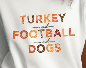 Turkey Football and Dogs PNG | Thanksgiving Sublimation | Dog Lover PNG | Fun Fall Dog Mom PNG | Heat Transfer Design | Thanksgiving Clipart