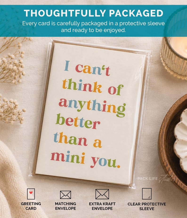 Baby Shower Card | I Can't Think Of Anything Better Than A Mini You | Card for New Parents | Gift For Mom To Be | New Baby Card immagine 4