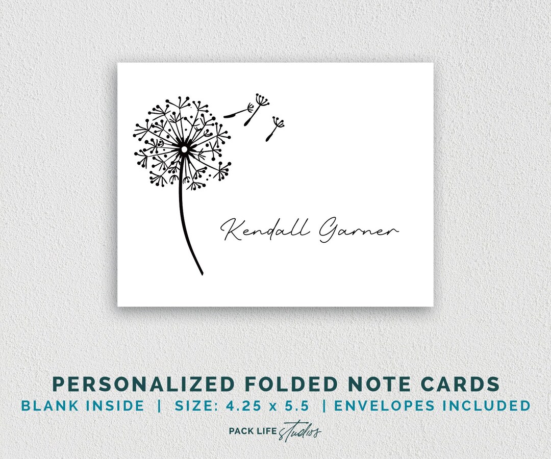 Dandelion Sticky Notes Personalized Dandelion Note Cards: Minimalist Black-and-white ...